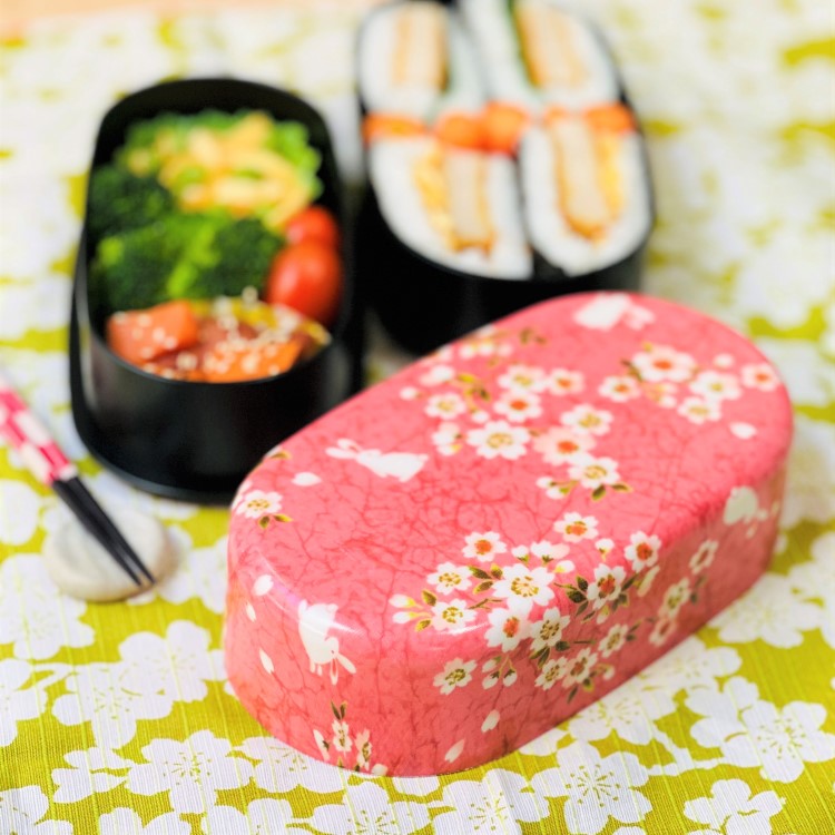 Beautiful sakura usagi pink bento box lid