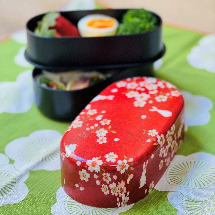 Sakura Usagi Red 2 Tier Bento Box