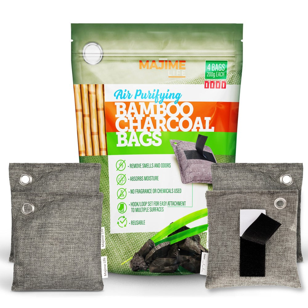 Majime Life Self Adhesive Bamboo Charcoal Air Purifying Bags 4 pack