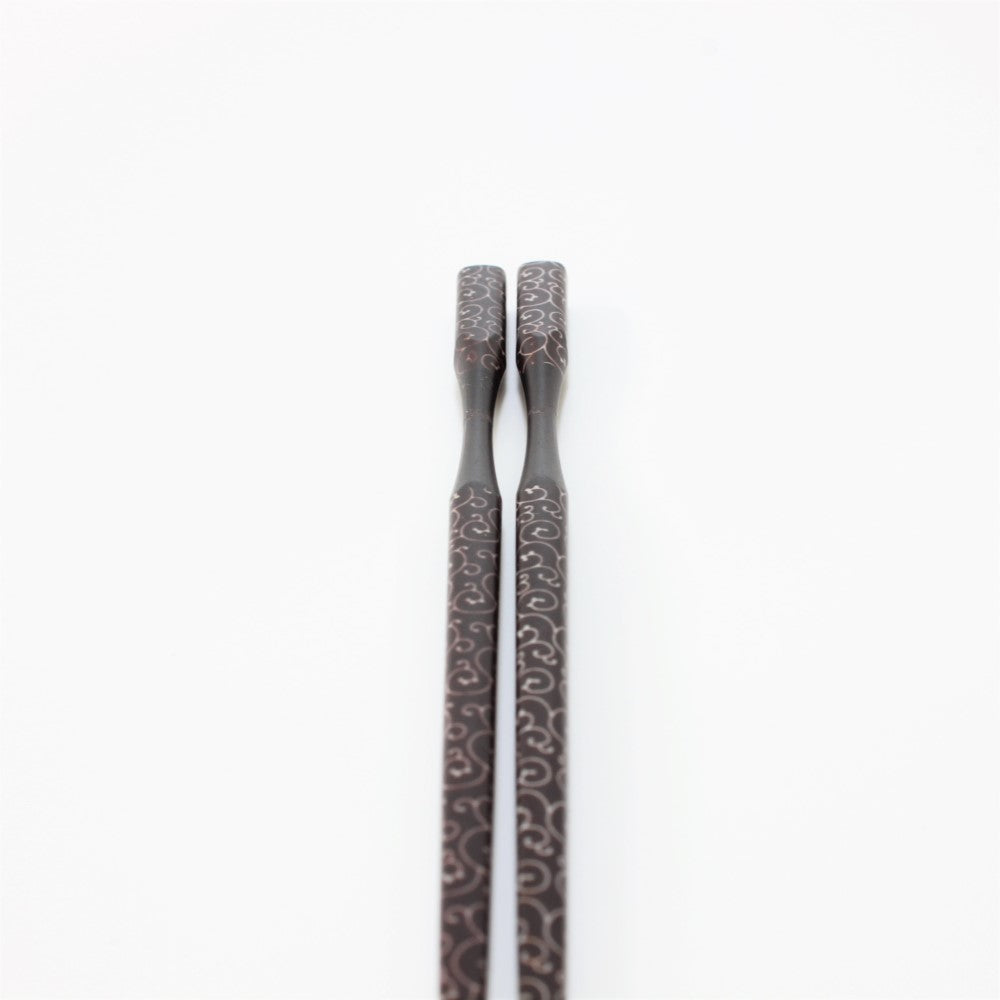 Majime Life Ohashi Collection Chopsticks Karakusa Iron Navy Blue with curved necks for easy holding