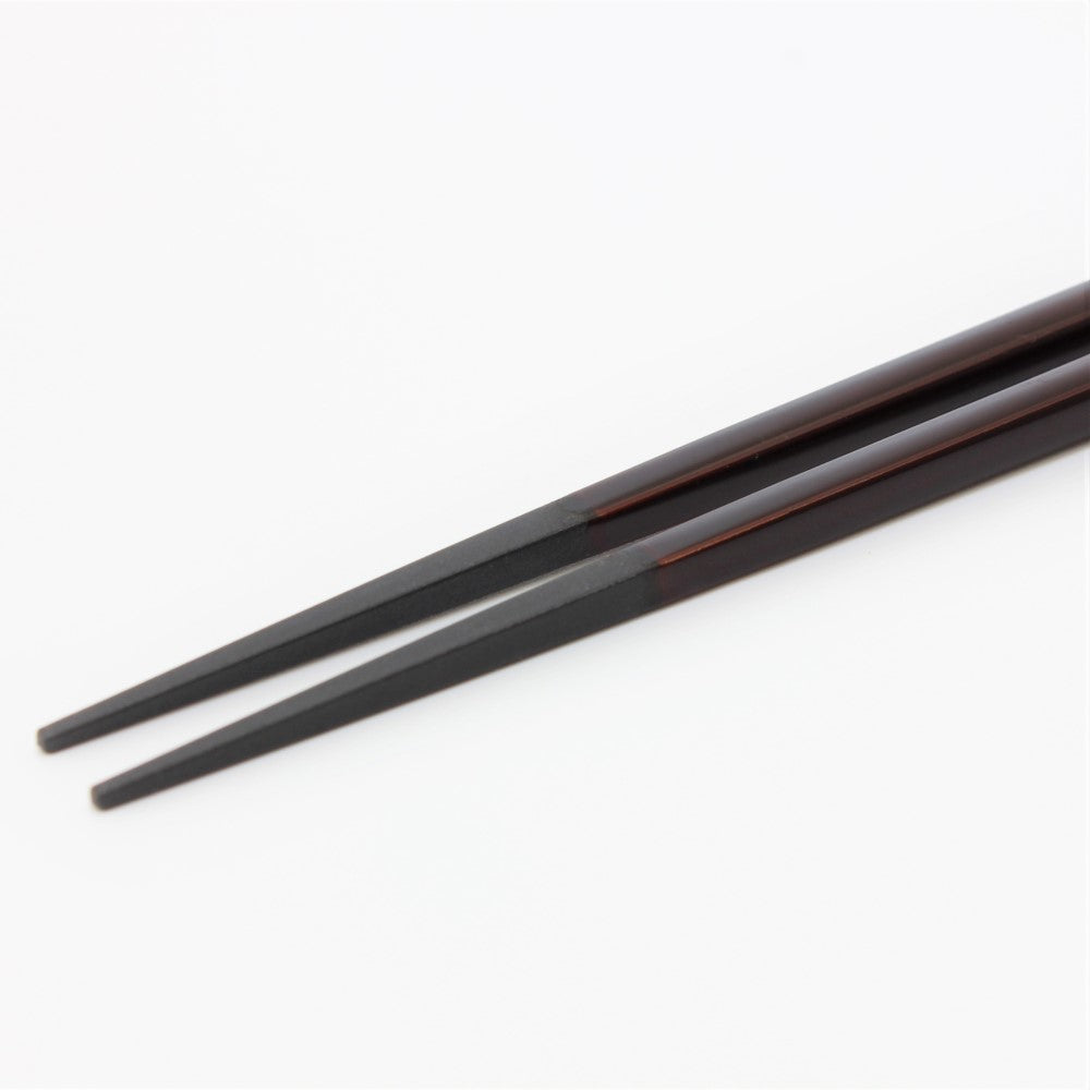 Majime Life teak grain colour Ohashi Collection chopsticks showing japanese style pointed ends.