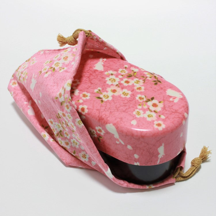 pink bento box inside pink bento lunch bag