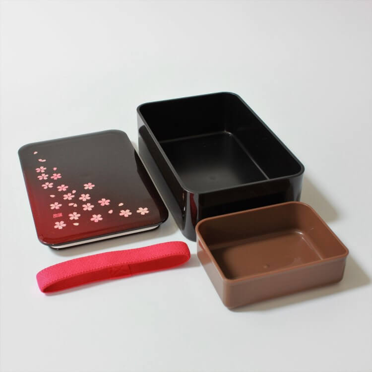 sakura bento box with inner container outside the box